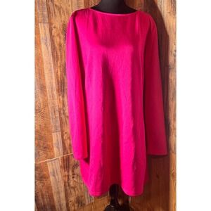 WIHOLL Women's XXL Pink Long Sleeve Casual Tunic Dress Boat Neck Knit